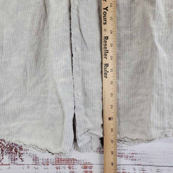 Everlane Shirt Mens M Gray White Linen Button Down Striped Pocket Preppy Casual - Picture 3 of 8